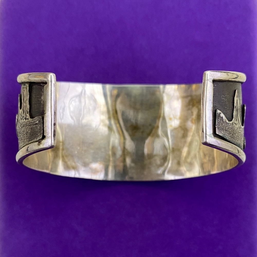 💛 Vintage Sterling Story Teller Cactus & Desert Scene Bracelet | Southwestern - Picture 2 of 10